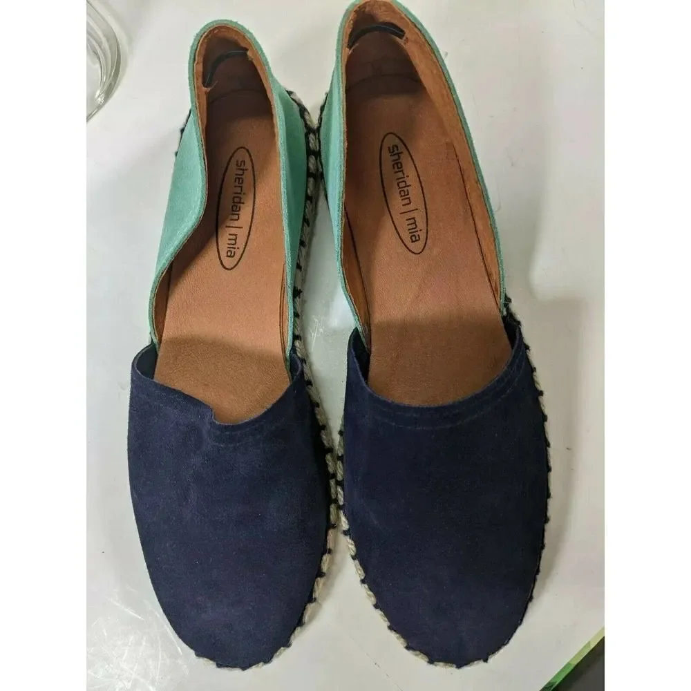 Sheridan Mia Womens Color‎ Block Suede Espadrille Flat Shoes Size 10 Murr